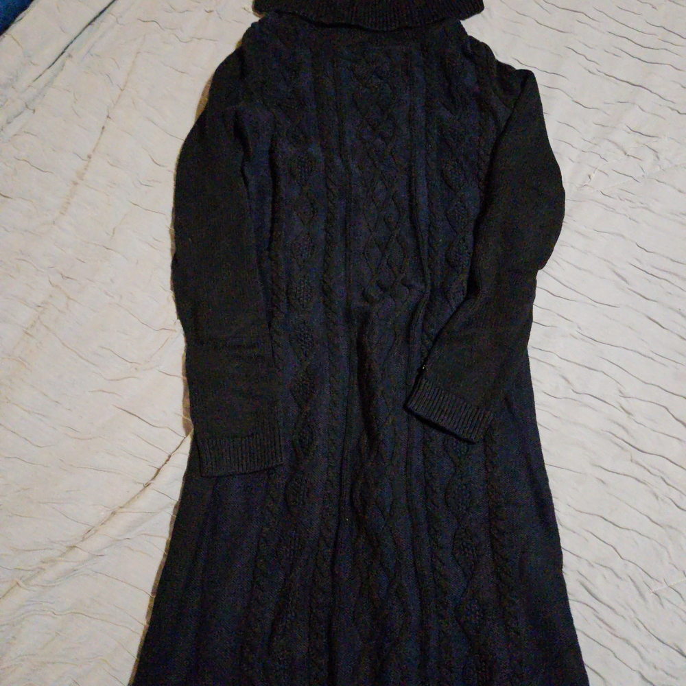 Tommy Hilfiger Navy Blue Cable Knit Turtleneck Sweater Dress